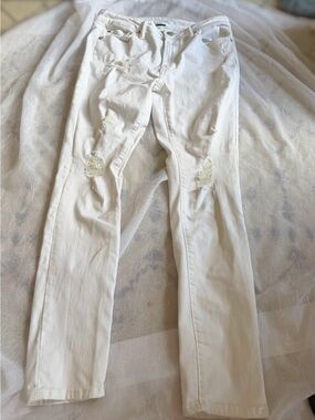 Express Slim White Distressed Jeans